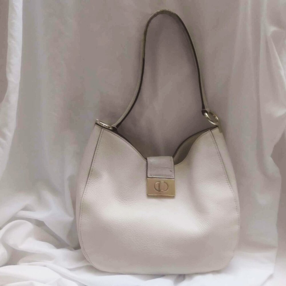 Kate Spade Ivory Cream Leather Medium Shoulder Bag Slouchy Relaxed Single Strap